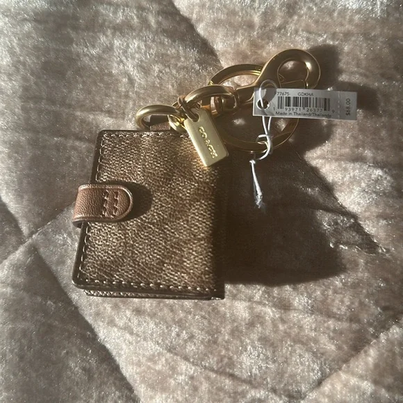 New- Coach Gold tone and Brown Keychain - Picture 7 of 16